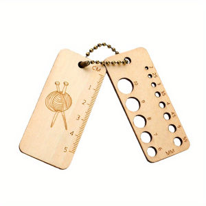 1 Set Natural Wooden Knitting Gauge Ruler with Locking Stitch Markers Rectangle Crochet Measuring Tool DIY Sewing Accessories