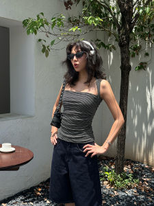 GOGOBURN American Retro Striped Crop Top Womens Slim Fit Vest Summer Design Sensation Hot Girl Street Style Single Piece