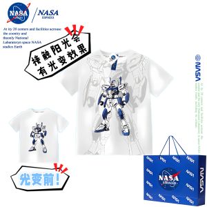 NASA Gundam Robot UV Light Changing Boy T-Shirt Short Sleeve Summer Kids Color Changing Boy 100% Cotton Coat