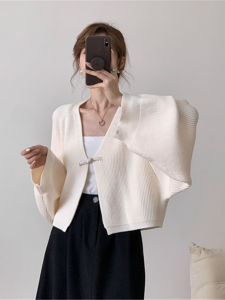 New Chinese Style Knitted Open Cardigan Womens Early Autumn New Retro National Style Outerwear Sweater Jacket Spring Autumn