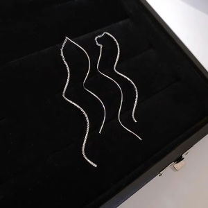 Minimalist Spiral Wave Ear Line Earrings Women Gold-color Silver-color Irregular Long Earrings Fashion Party Wedding Jewelry K0