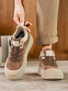 Casual Martin Boots Mens Flip Suede High Top Workwear Shoes Heightening Board Shoes Trendy Shoes Spring Autumn Seasonal Wear