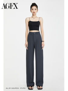 Gray High Waist Slim Fit West Pants Womens Loose Slimming Suit Pants Thin Professional Dress Pants Summer New Arrival