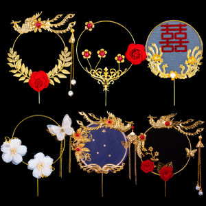 Rustic Iron Art Peacock Birthday Cake Decoration Pendant Festive Ornament Tassel Pearl Decorative Fan for Celebrations