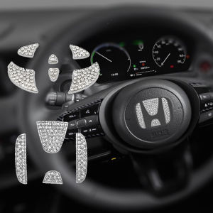 Stiker Emblem Logo Stir Mobil Logo Setir Mobil Bling Berlian Imitasi Car Steering Wheel Untuk Toyota Honda