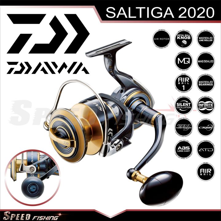 daftar harga reel daiwa saltiga SAG6000-XH Spinning Its Airdive bail design was carefully designed for each model of reel to reduce the weight of the rotor without loss of strength and capability Jual Reel Saltiga Original Murah