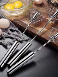 Semi-Automatic Stainless Steel Egg Beater Manual Press Cream Mixer Kitchen Baking Tool Rotating Egg Whisk Home Use