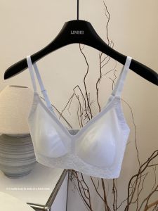 Ice ผ้าไหม บราไร้สายบางเฉียบ ผู้หญิง ฤดูร้อน ระบายอากาศได้ดี ชุดชั้นในหูกระต่ายคงที่ สายคล้อง หัวเข็มขัดสองแถว