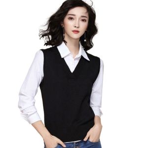 Áo gile nữ len áo gile nữ công sở cổ V xinh xắn