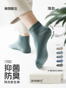 Mens Cotton Socks Pure Cotton Anti-Odor Short Tube Socks Autumn Winter No-Cuff Black Cotton Home Comfortable Breathable Socks