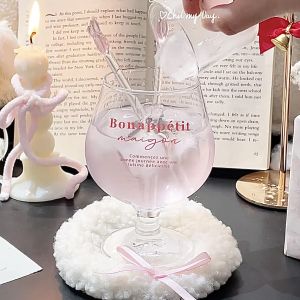 Miss Rabbit | French Flower Wine Glass High Quality Windshield Washer Fluid Cup High Color Value Print Wine Set Niche Style Champagne Glass