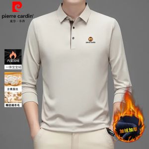 Áo Thun Polo Lót Lông Cừu Dày Pierre Cardin Dành Cho Nam Mùa Thu Đông Dài Tay Lụa Tơ Tằm Cổ Polo Thường Ngày