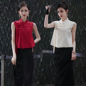 New Chinese Style Fashion Set Womens Sleeveless Top Black Bodycon Mini Skirt Two-Piece Summer 2025 Elegant National Trend