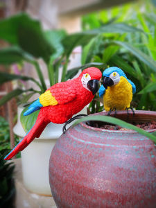 Creative Resin Parrot Succulent Plant Pot Hanging Ornament Garden Landscape Decoration Outdoor Courtyard Decor Animal Sculpture