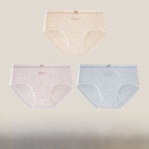 Miiow | Antibacterial Seamless Pure Cotton Underwear Womens Mid-Waist Triangle Panties Comfortable Non-Marking Butt-Lessening