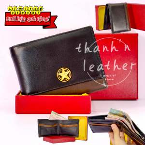Bóp da bò nappa cao cấp bóp dáng ngang 12x9.5 có hộp nhiều ngăn thẻ. Ví nam THANHN LEATHER mã TLNST