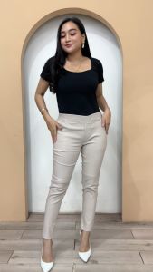 ELIZABETH PANTS Chinos wanita bahan tebal stretch elastis sangat melar