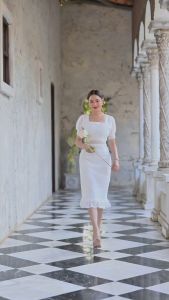 Dress Aileen 295฿ เดรสยาวลูกไม้ ชุดลูกไม้ ทรงเป๊ะ ราคาถูก สีอัก สำหรับเดรสออกงาน เส้นเลือด M S L