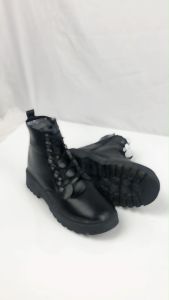Size 35-43 Black Front Lace Up Boots Womens Thick Soled High Rise Short Boots Women