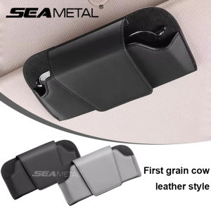 Seamital tấm che nắng xe bằng da kẹp kính râm xe hơi phổ thông trời Túi xếp đồ gắn cho tấm chắn nắng xe hơi xe Giá giữ Kính râm