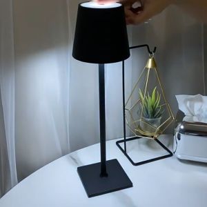 Vimite LED Touch Table Lamp USB Rechargeable 3-Color Brightness Adjustable Bedroom Night Light Office Restaurant Bar Decorative Simple Style Learning Reading Light