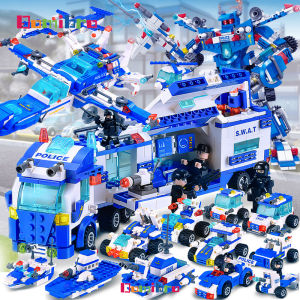 SWAT City Police Robot Toys Building Blocks Set with Minifigures Educational Toys for Boys Birthday Gift