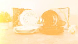 FIORENZA Piring Set 6pcs 10.5inch Deluxe White Marble Round Dinner Plate MP-DP10.5 / Wadah Saji Piring Salad Motif Marmer