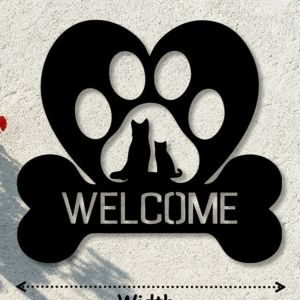 CIFbuy | CIFBUY Heart Paw Metal Wall Art Iron Sculpture Mural Plaque For Living Room Bedroom Office Home Decor
