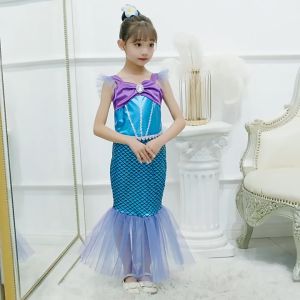 [READY STOCK] 4y-8y Lovely Kids Girl Costume Little Mermaid Disney Princess Dress Halloween Cosplay Baju Duyung Perempuan 儿童美人鱼表演服