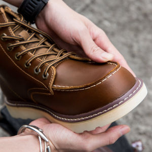 American Retro Large Size Martin Boots Mens Leather Work Boots British Style Mid-Calf Boots Wear-Resistant Rubber Outsole