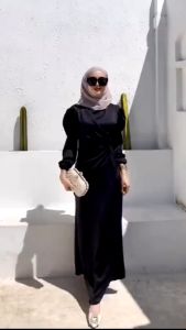 Fresia Dress Satin Silk Gamis Serut Dress Syari Seragam Brismaid Kondangan Pesta Wisuda