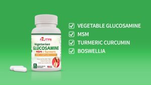 Nutri Botanics Vegetarian Glucosamine MSM Turmeric for Joint & Knee Pain Relief - 60 Capsules - Joint Support Supplement