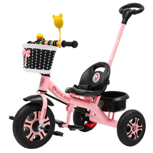 Childrens Trike Bike Baby Push Car Toddler Tricycle Toy with Storage Basket Metal Constructed for Ages 1-3 Years Boy Girl