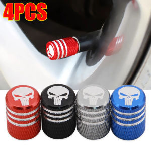 4pcs Skull Pattern Car Tire Valve Caps Decor Aluminum Alloy Dustproof Cover Motorcycle Bike Wheel Tyre Stem Valve Cap