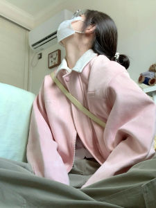 Áo Khoác Bóng Chày Màu Hồng Dành Cho Nữ Áo Khoác Ngoài Phong Cách Ngọt Ngào Áo Khoác Ngoài Bằng Da Lộn Giả Mùa Thu Đầu Tiên Áo Khoác Ngoài