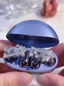 Headphone Diameter Buckle 1Pair Shiny Zircon Decor Drop Resistant Fashion Headset Ornament for Music Concert Attending