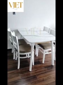 Bộ bàn ăn mặt vân mây 1m2 - 4 ghế