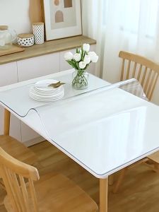 ✨New Upgraded✨Ultra Thick 8mm Matte PVC Table Cloth Upgraded Thickened Transparent Table Protector Waterproof Oilproof Heat Resistant For Wooden Marble Dining Table