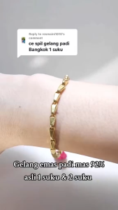 Gelang tangan padi motip mas 24 k terbuat dari bahan koin logam asli 1991 free cincin rantai