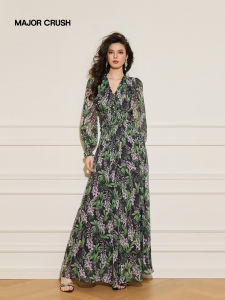 Retro Vine Shadow Print Flowy Skirt Fashion Set