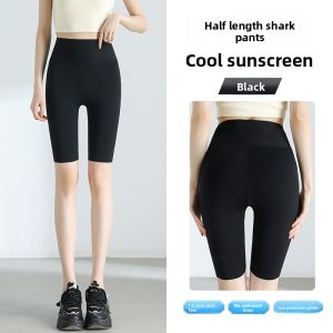 miiow | High-Waist Ice-Silk Yoga Pants Womens Summer New Outwear Sunscreen Seven-Foot Shark Pants Tummy Control Slimming Capris