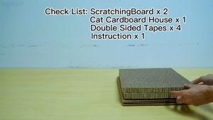 【Ready From SG】Cat Scratcher House board Cubic simple Box with 2 Story Scratch Pads Cat Play House for Indoor