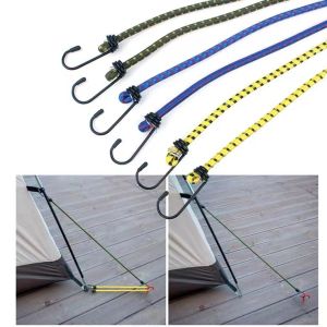 CHB 3pcs Luggage Rope Travel Straps Metal Hook Stretchy Braid Packing Rope Bungee Cord
