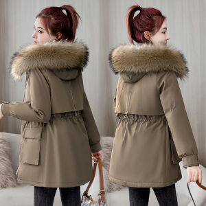 ผู้หญิง ความยาวปานกลาง หนาขึ้น บุขนเป็ดผ้าฝ้าย เสื้อแจ็คเก็ต ภายในที่ถอดออกได้ ฤดูหนาว แจ๊กเก็ต หลวม Fit สไตล์เกาหลี ลูกเป็ด เสื้อโค้ทผ้าฝ้าย