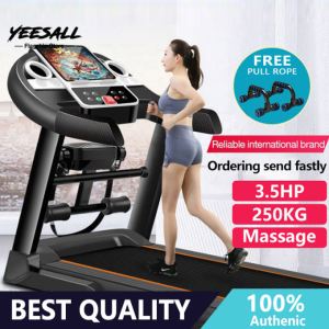Yeesall 3.5HP electric treadmill large blue screen 53CM long track 4-fold shock absorption system with stereo speakers foldable luxury threaded car two advanced configurations,(same day delivery)