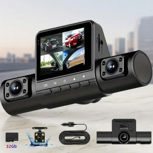 1080P 4 Lens Dash Cam Wide Angle Loop Record Night Vision Car Camera Compatible with Laptop IPS Screen