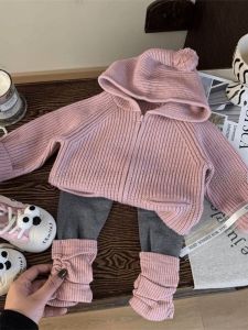 Bộ Quần Áo Trẻ Em Nữ Có Mũ Trùm Đầu Áo Khoác Ngoài Quần Lót Mùa Thu Mẫu Mới 2024 Bộ Đồ Hai Mảnh Phong Cách Hàn Quốc Cho Bé Gái