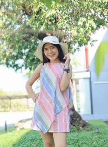 ชุดเซ็ทเสื้อสามเหลี่ยม+ กางเกงขาสั้น (ลายเรนโบว์) ใส่ไปทะเล ผ้าไหมอิตาลี พร้อมส่ง️🌈