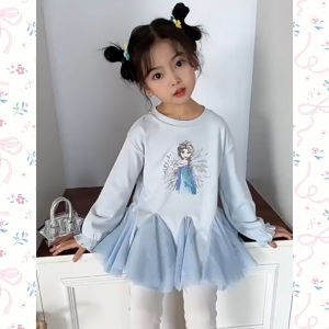 [German Velvet Lycra] 25 Autumn New Style Dress Long Sleeve Girls Children Spring Style Clothes Fashion Princess Dress