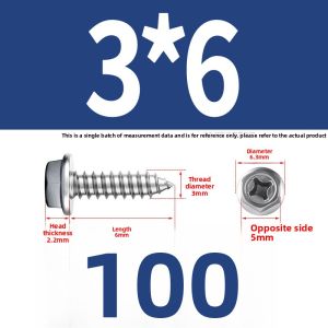 POWER&STRONG | Stainless Steel Cross Recessed Flange Head Hexagon Drive Wood Screw M4